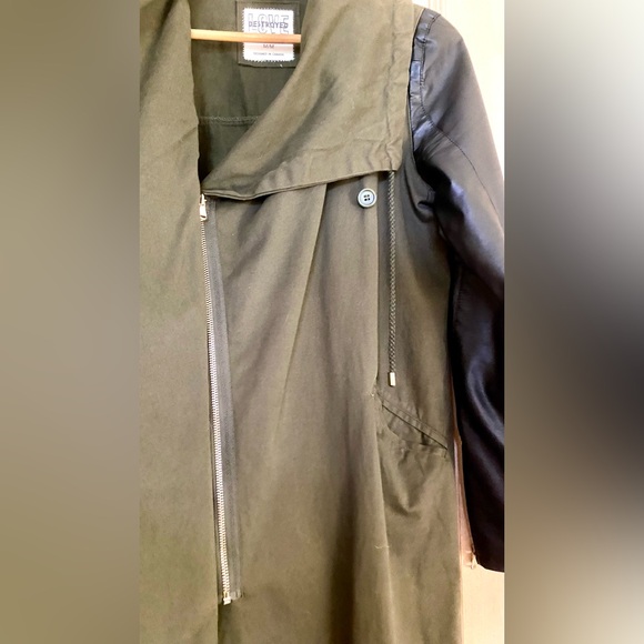Love Destroyed Womens Army Green Long Black Jacket Coat Classic Practical Cotton - Picture 3 of 11